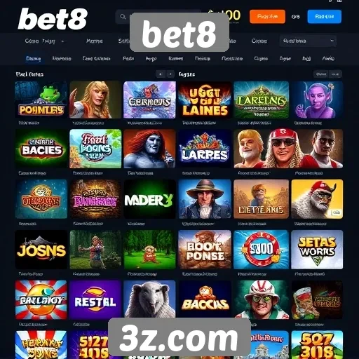 Variedade de jogos disponíveis na plataforma bet8